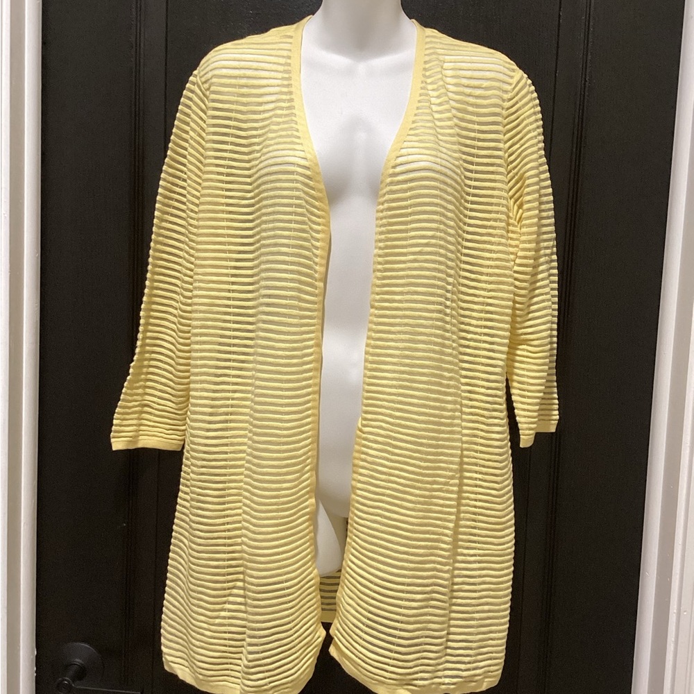 Alfani Yellow Open Weave Cardigan